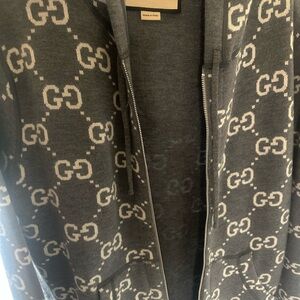 Gucci Charcoal Monogram Zip-Up Jacket small size